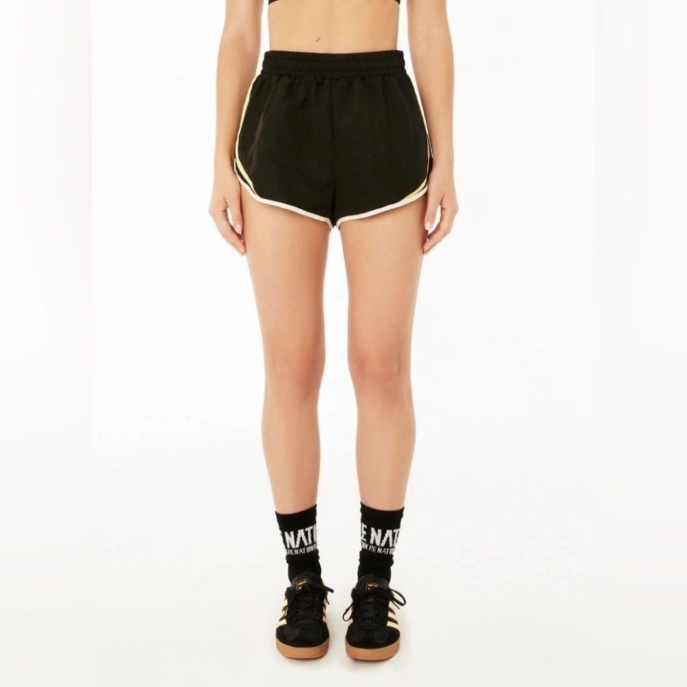 P.E Nation Black Athletic Shorts with White Trim